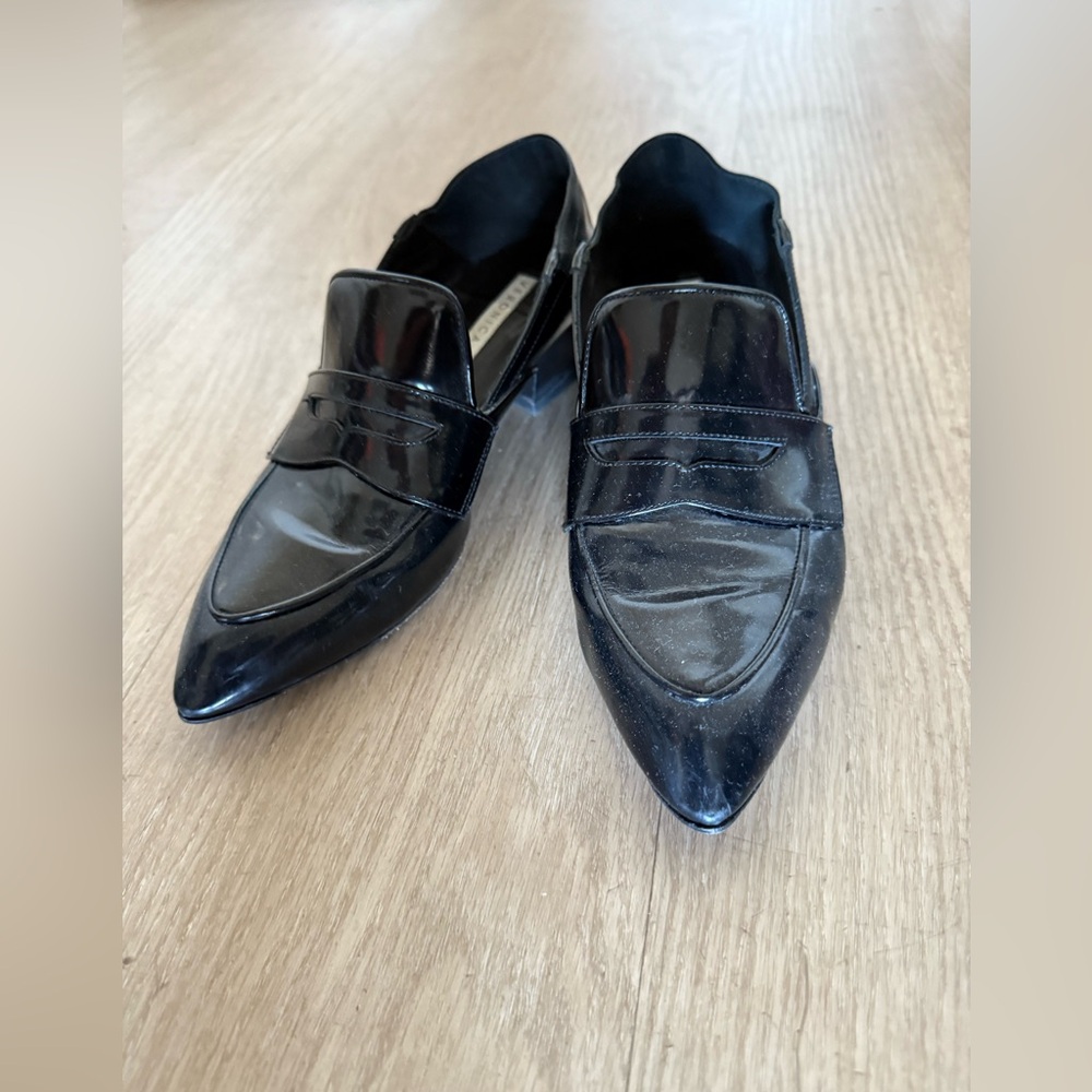 Veronica Beard Black Patent Leather Heeled Loafers – Size 36.5 (Made in Italy)